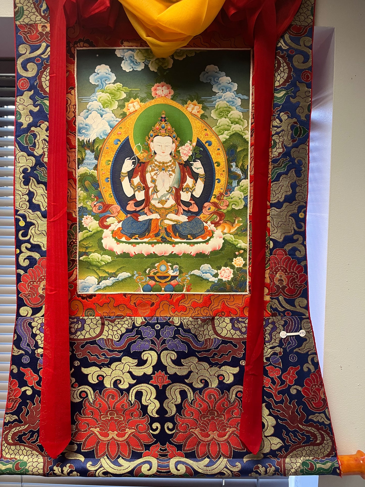 CHENRESIG FOUR-ARMED ART QUALITY PRINT MEDIUM SIZED THANGKA