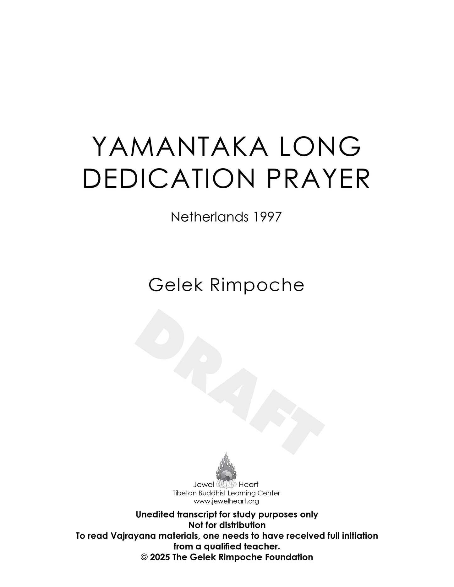 Yamantaka Long Dedication Prayer