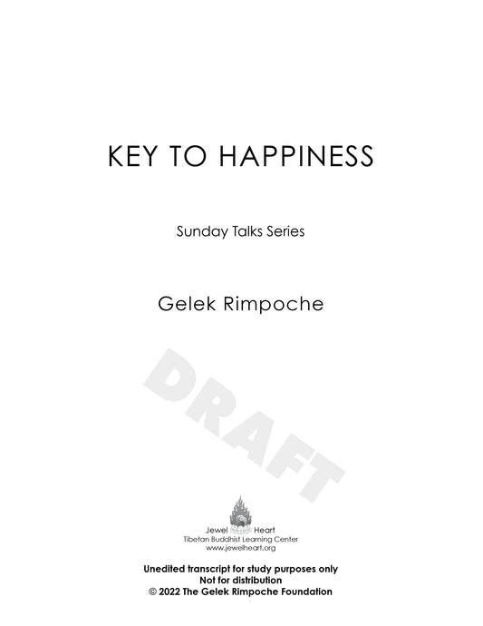 Key to Happiness – Sunday Talks Series