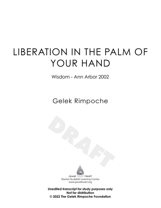Liberation in the Palm of Your Hand: Wisdom - Ann Arbor 2002