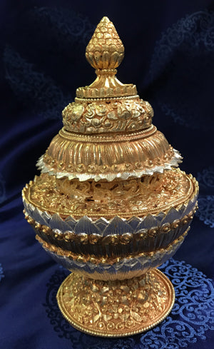 RICE BOWL WITH SILVER & GOLD GILD