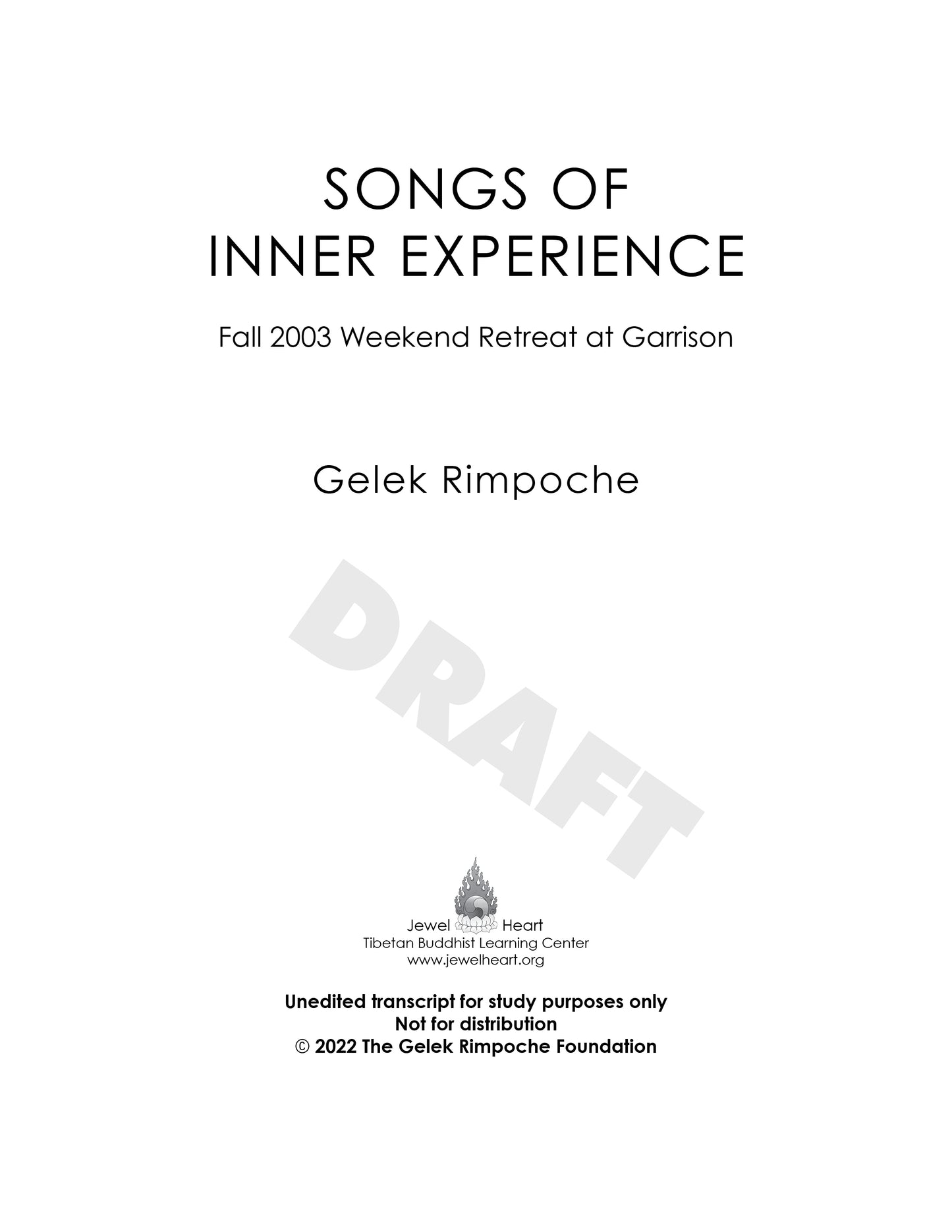 Songs of Inner Experience