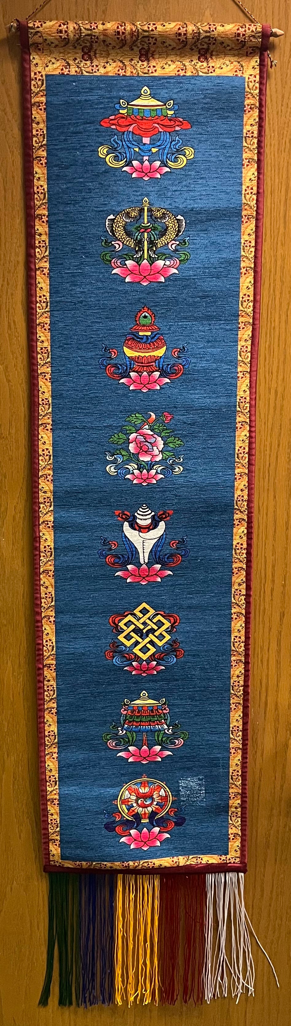 EIGHT AUSPICIOUS SYMBOL EMBOIDERED WALL HANGING