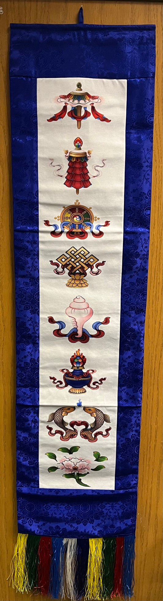EIGHT AUSPICIOUS SYMBOL EMBOIDERED WALL HANGING