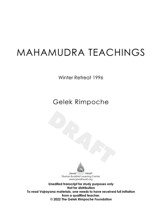 Mahamudra Teachings - Winter Retreat 1996