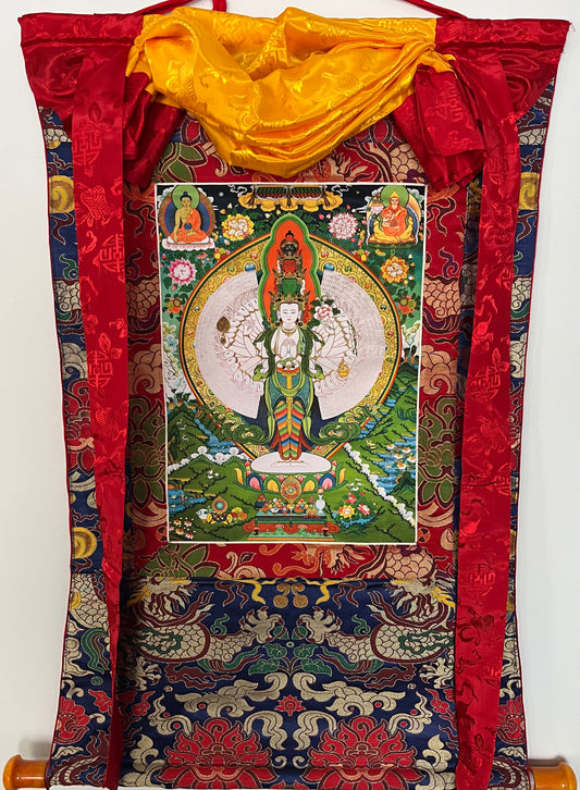 1000 Armed Avalokiteshvara Hand Painted Thangka Printed