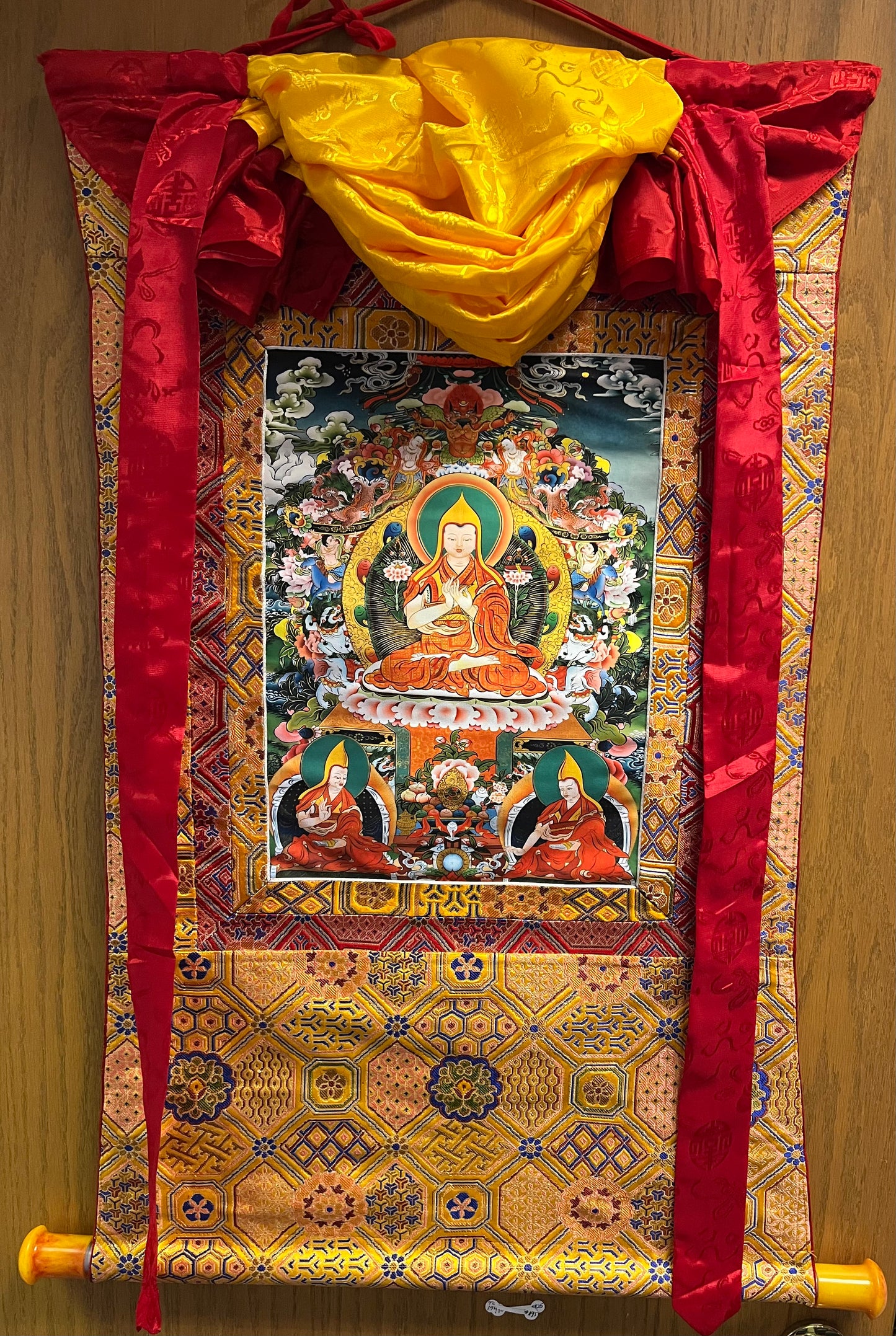 TSONGKHAPA WITH TWO DISCIPLES ART QUALITY PRINT THANGKA MEDIUM