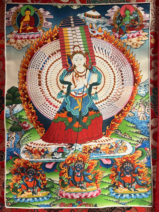 SITATAPATRA WHITE UMBRELLA GODDESS (DUKHOR) ART QUALITY PRINT THANGKA