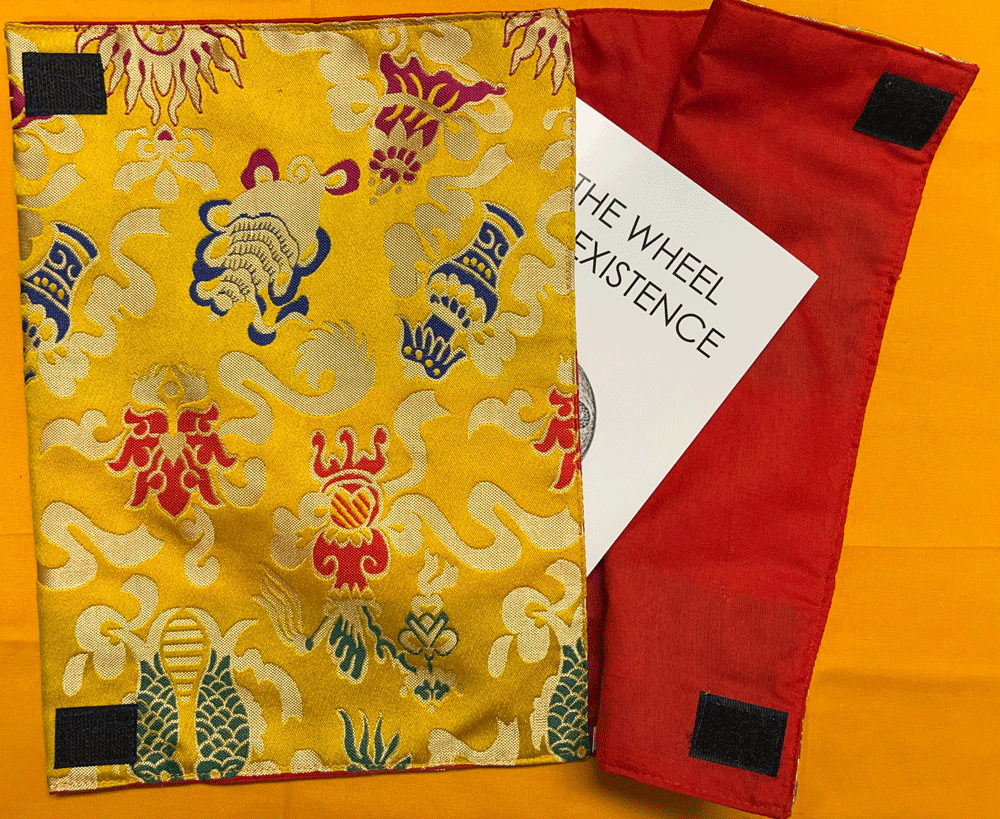 PACHA/BOOK COVER LARGE YELLOW BROCADE WITH 8 AUSPICIOUS